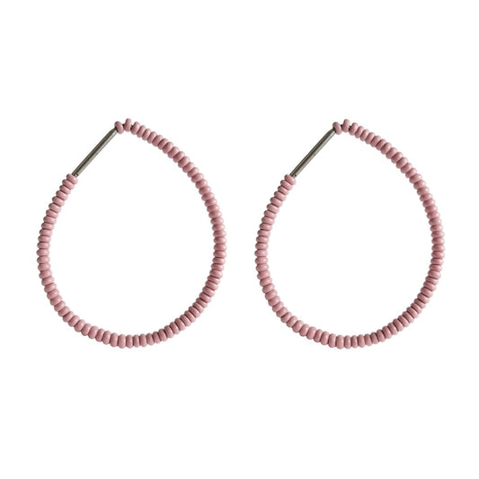 Rose Emmanuelle Hoops featuring pink beaded detailiing on silver hoops